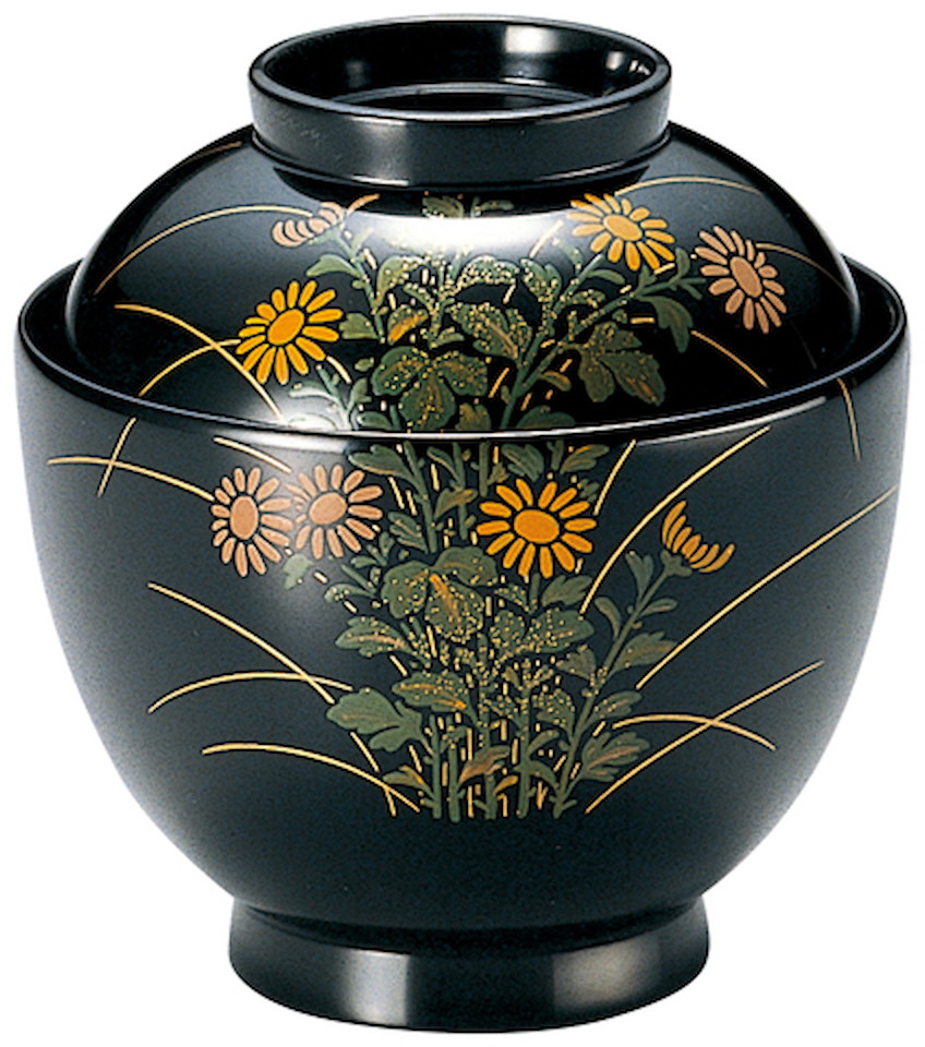 3.1寸たまご小吸椀 野菊(手塗漆墨付き [93×99粍 112g] | 和食 懐石一皿分の料理 レトロ  蒔絵 今めかしい