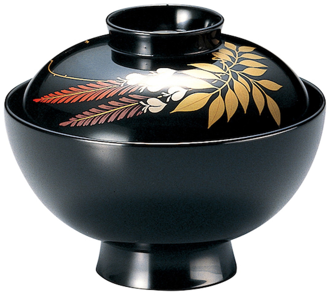 4寸段付仙才椀 藤(手塗漆、磨蒔絵 [118×98粍 135g] | 和食 懐石一皿分の料理 レトロ  蒔絵 今めかしい
