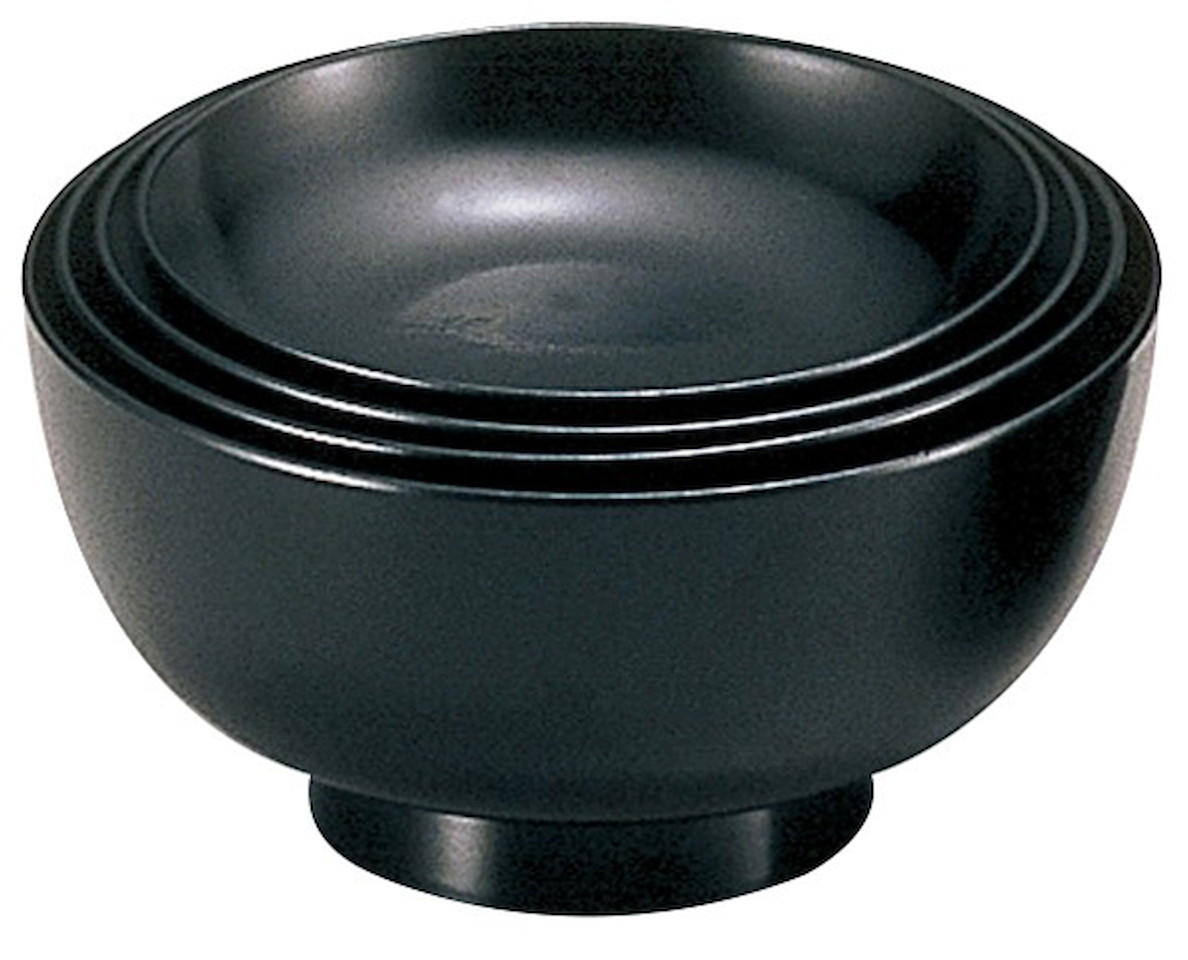 四ツ椀(蓋親)　黒２度塗（飯・汁） [122mm×63mm 317g] | 業務用　和食　懐石料理　モダン　お祝