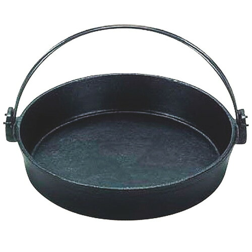 ☆ 料理演出用品 ☆ (S)鉄 すきやき鍋 ツル付(黒塗り) 28cm [ 280 x H60mm ] 【 飲食店 料亭 居酒屋 業務用 】｜せともの本舗