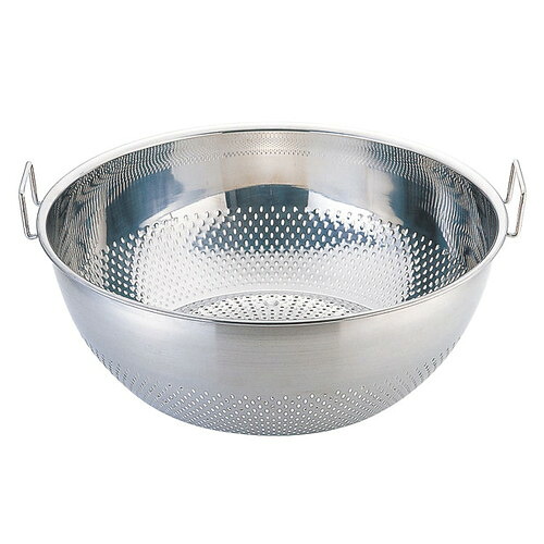 ☆ ストック 仕込み ☆ UK 18-8 パンチング手付浅型ザル 43cm [ φ455 x H180mm 板厚:0.8mm ] 【飲食店 レストラン ホテル 厨房 業務用 】｜せともの本舗