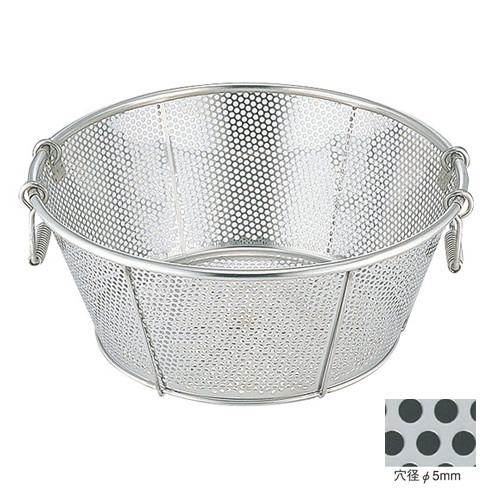 ☆ ストック 仕込み ☆ BK 18-8パンチング浅型ザル 42cm 穴径φ5mm [ φ420 x H200 φ320mm ] 【飲食店 レストラン ホテル 厨房 業務用 】