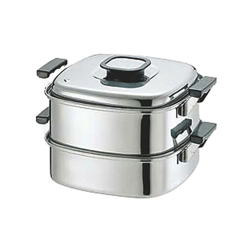 ☆ 調理小物 ☆PE 18-0角蒸器 2段 22cm 220 x 220 【 飲食店 レストラン ホテル 厨房 業務用 】