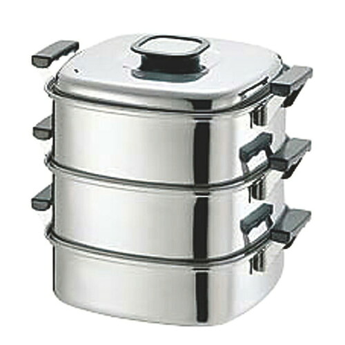 ☆ 調理小物 ☆PE 18-0角蒸器 3段24cm 240 x 240 【 飲食店 レストラン ホテル 厨房 業務用 】