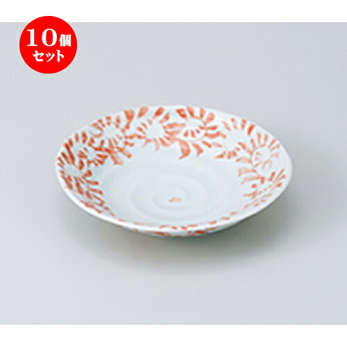 10個セット ☆ 向付 ☆ 手造り唐草赤平鉢 ［ 15.5 x 4cm ］ | 中鉢 盛鉢 取り鉢 ボウル 中 おすすめ 人気 食器 業務用 飲食店 カフェ うつわ 器 おしゃれ かわいい お洒落 ギフト プレゼント 引き出物 内祝い 結婚祝い 誕生日 贈り物 贈答品 食器セット｜せともの本舗