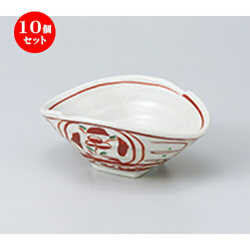 10個セット ☆ 中鉢 ☆ 粉引赤絵間取り変形小鉢 ［ 14.8 x 11.4 x 6.5cm ］ | 中鉢 盛鉢 取り鉢 ボウル 中 おすすめ 人気 食器 業務用 飲食店 カフェ うつわ 器 おしゃれ かわいい お洒落 ギフト プレゼント 引き出物 内祝い 結婚祝い 誕生日 贈り物 贈答品 食器セット
