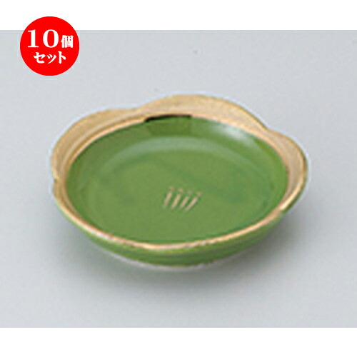10個セット ☆ 松花堂 ☆ 渕金グリーン梅型皿 [ 10.5 x 2.5cm ］ | 弁当 小鉢 豆皿 幕ノ内 人気 おすすめ 食器 業務用 飲食店 カフェ うつわ 器 おしゃれ かわいい ギフト プレゼント 引き出物 誕生日 贈り物 贈答品 食器セット