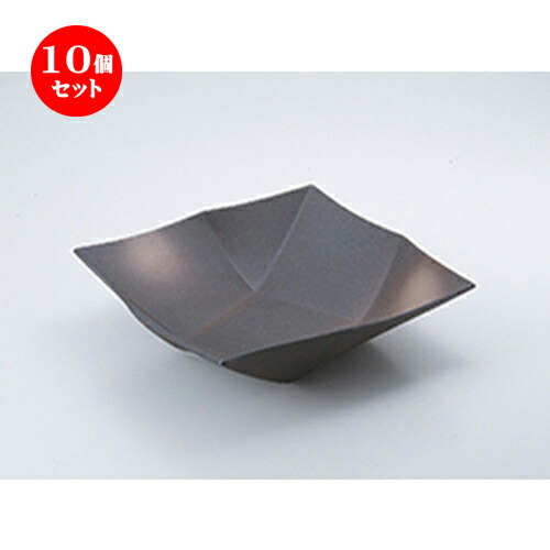 10個セット ☆ 盛込鉢 ☆ 備前風折目角鉢（大） [ 24.2 x 24.2 x 7cm ］ | 盛り鉢 盛鉢 万能 取り鉢 おすすめ 食器 業務用 飲食店 カフェ うつわ 器 おしゃれ かわいい お洒落 可愛い おしゃれ かわいい お洒落 可愛い 食器セット｜せともの本舗