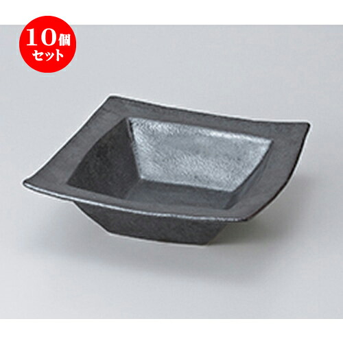 10個セット ☆ 多用鉢 ☆ 黒銀彩 平盛鉢 [ 21.5 x 21 x 6.5cm ］ | 中鉢 盛鉢 取り鉢 ボウル 中 おすすめ 人気 食器 業務用 飲食店 カフェ うつわ 器 おしゃれ かわいい お洒落 ギフト プレゼント 引き出物 内祝い 結婚祝い 誕生日 贈り物 贈答品 食器セット
