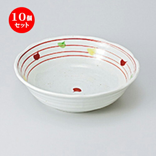 10個セット ☆ 多用鉢 ☆ 粉引赤絵千鳥7.0鉢 [ 21.5 x 6cm ］ | 中鉢 盛鉢 取り鉢 ボウル 中 おすすめ 人気 食器 業務用 飲食店 カフェ うつわ 器 おしゃれ かわいい お洒落 ギフト プレゼント 引き出物 内祝い 結婚祝い 誕生日 贈り物 贈答品 食器セット