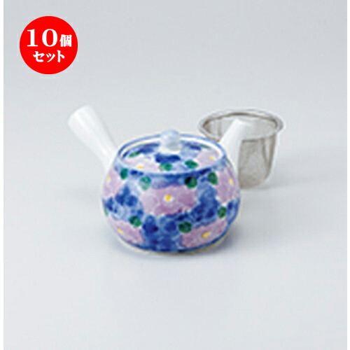 10個セット 急須 / 紫花急須（中）（Uアミ付）11 x 9cm 400cc ] | ポット 急須 きゅうす 土瓶 お茶 一服 まったり 人気 おすすめ 食器 業務用 飲食店 カフェ うつわ 器 おしゃれ かわいい ギフト プレゼント 引き出物 誕生日 贈り物 贈答品 食器セット 29,040円