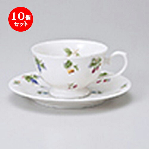 10個セット 碗皿 / フルーツランド兼用コーヒーC/S [ 碗 9.7 x 6cm 200cc ] 皿 15.5 x 2.2cm ] | コーヒー カップ ティー 紅茶 喫茶 碗皿 人気 おすすめ 食器 洋食器 業務用 飲食店 カフェ うつわ 器 おしゃれ かわいい ギフト プレゼント 引き出物 誕生日 贈答品 食器セット｜せともの本舗