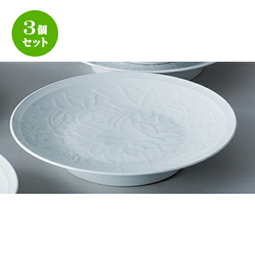 安いそれに目立つ 3個セット 和陶オープン 白磁唐草 12 0高浜皿 37 5 X 6 8cm 大きい お皿 大皿 盛り皿 盛皿 人気 おすすめ パスタ皿 パーティー 食器 業務用 飲食店 カフェ うつわ 器 ギフト プレゼント誕生日 贈り物 贈答品 おしゃれ