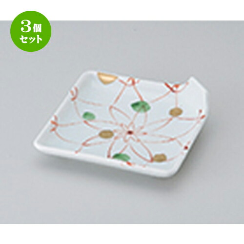 3個セット☆ 松花堂 ☆ 赤絵網角折皿 [ 10.8 x 10.8 x 3.2cm ］ | 弁当 小鉢 豆皿 幕ノ内 人気 おすすめ 食器 業務用 飲食店 カフェ うつわ 器 おしゃれ かわいい ギフト プレゼント 引き出物 誕生日 贈り物 贈答品 食器セット