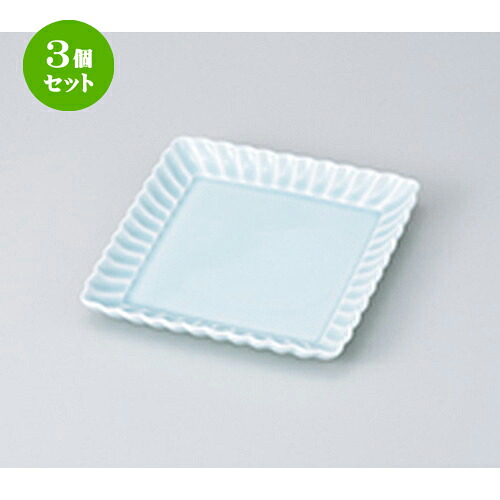 3個セット☆ 和皿 ☆ 菊割 青白 17cm正角皿 [ 17.5 x 2.6cm ］ | 人気 おすすめ 食器 業務用 飲食店 カフェ うつわ 器 おしゃれ かわいい ギフト プレゼント 引き出物 誕生日 贈り物 贈答品 食器セット