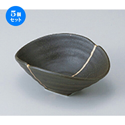 5個セット☆ 中鉢 ☆ 黒伊賀風金線小鉢 ［ 14.8 x 11.3 x 6.4cm ］ | 中鉢 盛鉢 取り鉢 ボウル 中 おすすめ 人気 食器 業務用 飲食店 カフェ うつわ 器 おしゃれ かわいい お洒落 ギフト プレゼント 引き出物 内祝い 結婚祝い 誕生日 贈り物 贈答品 食器セット｜せともの本舗