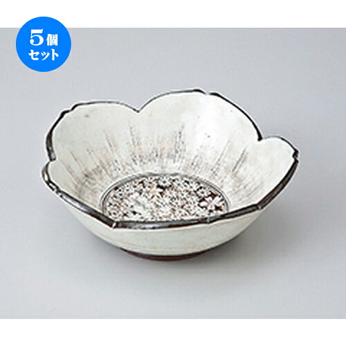 5個セット☆ 向付 ☆ 手造り 粉引輪花桜鉢 ［ 14.8 x 14.8 x 5.5cm ］ | 小鉢 小 小さい 鉢 ボウル 万能 人気 おすすめ 食器 業務用 飲食店 カフェ うつわ 器 おしゃれ かわいい ギフト プレゼント内祝い 結婚祝い 誕生日 贈り物 贈答品 食器セット
