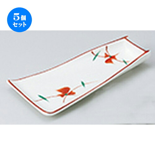 5個セット ☆ 刺身 ☆ 赤絵竹型向付 ［ 22.5 x 11.3 x 6.5cm ］ | 人気 おすすめ 食器 業務用 飲食店 カフェ うつわ 器 おしゃれ かわいい ギフト プレゼント 引き出物 誕生日 贈り物 贈答品 食器セット｜せともの本舗