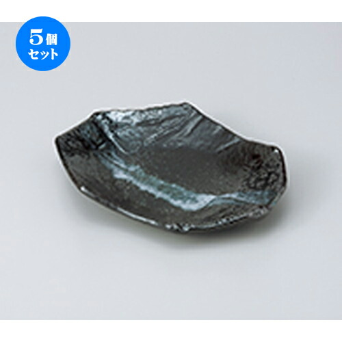 5個セット☆ 向付 ☆ 黒吹沓形三つ足向付 ［ 21 x 16 x 3.6cm ］ | 人気 おすすめ 食器 業務用 飲食店 カフェ うつわ 器 おしゃれ かわいい ギフト プレゼント 引き出物 誕生日 贈り物 贈答品 食器セット