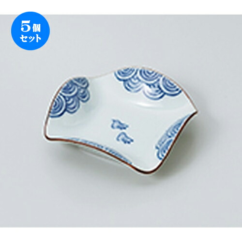 5個セット☆ 小付 ☆ 波千鳥四方波小皿 ［ 9 x 9 x 2.9cm ］ | 和食器 鉢 小鉢 ボウル 料亭 ホテル 食器 業務用 飲食店 カフェ うつわ 器 おしゃれ かわいい ギフト プレゼント 内祝い 誕生日 贈り物 贈答品 おすすめ 食器セット