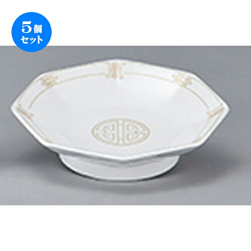 5個セット☆ 中華オープン ☆ 珠洛（強化） 71/2吋八角高台皿 [ 19 x 5cm ] | チャーハン 餃子 高台皿 炒飯 ラーメン 人気 おすすめ 食器 中華 飯店 中華食器 業務用 飲食店 カフェ うつわ 器 おしゃれ かわいい ギフト プレゼント 引き出物 誕生日 贈り物 贈答品 食器セット