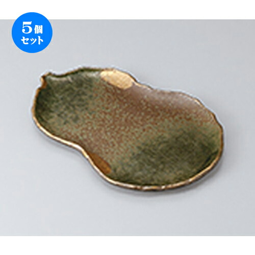 5個セット 焼物皿 /金彩吹織部瓢型9.0焼物皿 [ 24.5 x 13.2 x 1.4cm ] | 焼き物皿 ステーキ皿 サンマ 焼き魚 食器 業務用 飲食店 カフェ うつわ 器 おしゃれ かわいい お洒落 ギフト プレゼント 引き出物 内祝い 結婚祝い 誕生日 贈り物 贈答品 おすすめ 人気 食器セット