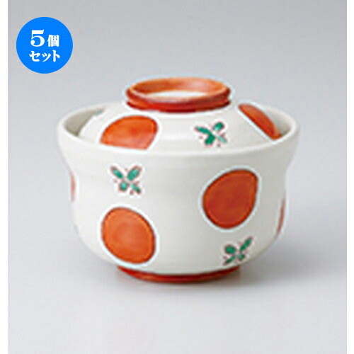 5個仕掛ける ☆ 蓋物 ☆ 赤絵丸紋円御菓子碗 [ 11.6 x 9糎 ］ | 一般受け おすすめ 食器 お役目用 飲食店 喫茶店 うつわ 器 今めかしい 可愛らしい 差し上げ物 差し上げ物 差し上げ物 生まれ落ちる日 差し上げ物 譲りわたす品 食器仕掛ける
