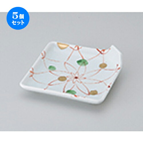 5個セット☆ 松花堂 ☆ 赤絵網角折皿 [ 10.8 x 10.8 x 3.2cm ］ | 弁当 小鉢 豆皿 幕ノ内 人気 おすすめ 食器 業務用 飲食店 カフェ うつわ 器 おしゃれ かわいい ギフト プレゼント 引き出物 誕生日 贈り物 贈答品 食器セット