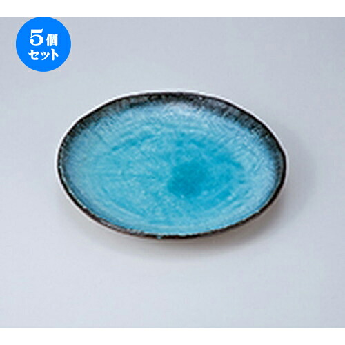 5個セット☆ 和皿 ☆ 藍染スカイ8.0丸皿 [ 24 x 23 x 4cm ］ | 中皿 デザート皿 取り皿 人気 おすすめ 食器 業務用 飲食店 カフェ うつわ ホテル 家庭用 器 SNS 内祝い ギフト プレゼント パーティ 引き出物 誕生日 記念日 贈り物 贈答品 SNS 食器セット