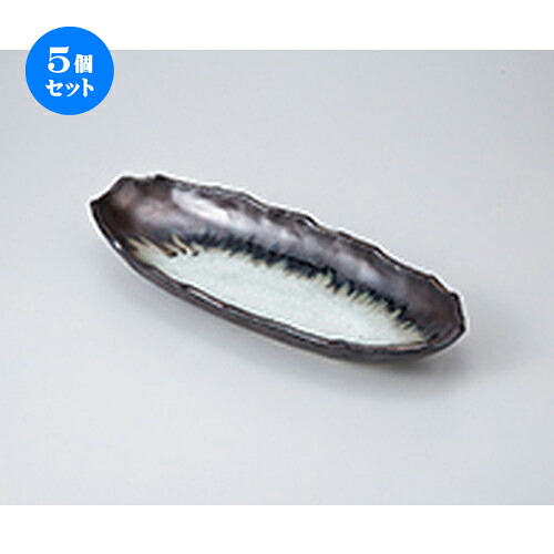 5個セット☆ 多用鉢 ☆ 窯変金彩舟型鉢 [ 33 x 12.3 x 5cm ］ | 人気 おすすめ 食器 業務用 飲食店 カフェ うつわ 器 おしゃれ かわいい ギフト プレゼント 引き出物 誕生日 贈り物 贈答品 食器セット