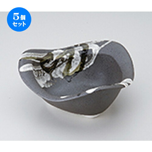 5個セット ☆ 多用鉢 ☆ 鉄黒乱線紋変型7.5鉢 [ 20.5 x 20.5 x 9.5cm ］ | 中鉢 盛鉢 取り鉢 ボウル 中 おすすめ 人気 食器 業務用 飲食店 カフェ うつわ 器 おしゃれ かわいい お洒落 ギフト プレゼント 引き出物 内祝い 結婚祝い 誕生日 贈り物 贈答品 食器セット