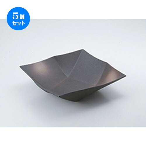 5個セット☆ 盛込鉢 ☆ 備前風折目角鉢（大） [ 24.2 x 24.2 x 7cm ］ | 盛り鉢 盛鉢 万能 取り鉢 おすすめ 食器 業務用 飲食店 カフェ うつわ 器 おしゃれ かわいい お洒落 可愛い おしゃれ かわいい お洒落 可愛い 食器セット