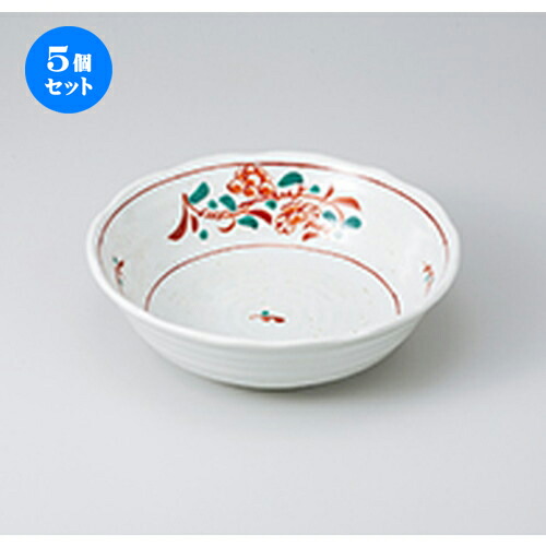 5個セット ☆ 多用鉢 ☆ 粉引花万暦7.0鉢 [ 21.5 x 6.5cm ］ | 中鉢 盛鉢 取り鉢 ボウル 中 おすすめ 人気 食器 業務用 飲食店 カフェ うつわ 器 おしゃれ かわいい お洒落 ギフト プレゼント 引き出物 内祝い 結婚祝い 誕生日 贈り物 贈答品 食器セット