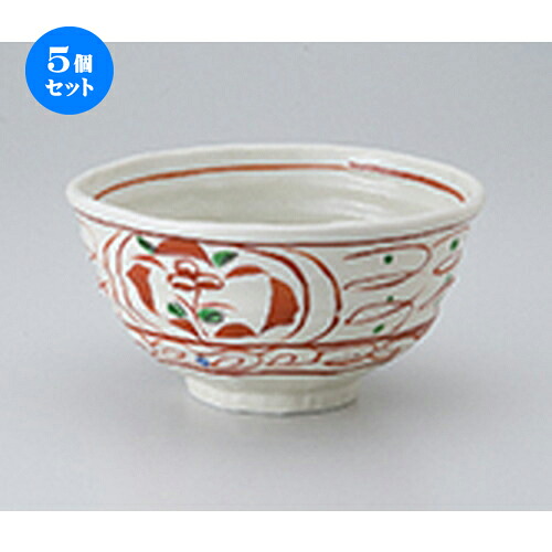 5個セット☆ 丼 ☆ 赤絵唐草変型小丼 [ 13.2 x 7.2cm ］ | 丼ぶり カフェ丼 鉢 ラーメン そば うどん ボウル 食器 業務用 飲食店 カフェ うつわ 器 おしゃれ かわいい ギフト プレゼント 誕生日 贈り物 贈答品 食器セット｜せともの本舗