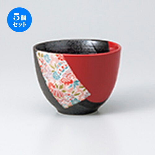 5個セット☆ 茶漬碗 ☆ 黒赤ヌリ分カット絵小丼 [ 10.5 x 8cm ］ | ライス丼 小鉢 お茶碗 ご飯 お好み丼 おすすめ 食器 業務用 飲食店 カフェ うつわ 器 おしゃれ かわいい お洒落 可愛い ギフト プレゼント 引き出物 内祝い 結婚祝い 誕生日 贈り物 贈答品 食器セット｜せともの本舗