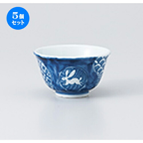 5個セット☆ 千茶 ☆ 丸紋うさぎ厚口煎茶 [ 9 x 5.2cm ・ 170cc ］ | 湯呑 湯のみ せん茶 千茶 一服 人気 おすすめ 食器 業務用 飲食店 カフェ うつわ 器 おしゃれ かわいい ギフト プレゼント 引き出物 誕生日 贈り物 贈答品 食器セット