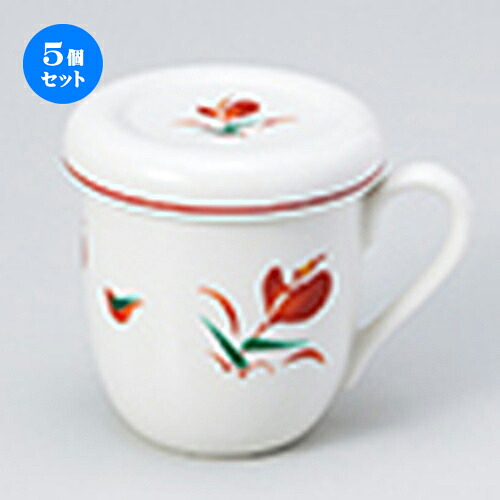 5個セット☆ マグ ☆ 花ひらり蓋付マグ [ 7.5 x 9.5cm ・ 300cc ］ | 人気 おすすめ 食器 業務用 飲食店 カフェ うつわ 器 おしゃれ かわいい ギフト プレゼント 引き出物 誕生日 贈り物 贈答品 食器セット｜せともの本舗