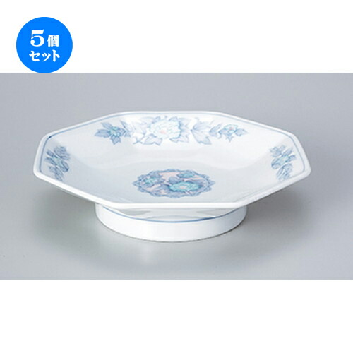 5個セット☆ 中華単品 ☆ 三色牡丹6.5八角高台皿 [ 19.5 x 4.5cm ] | チャーハン 餃子 高台皿 炒飯 ラーメン 人気 おすすめ 食器 中華 飯店 中華食器 業務用 飲食店 カフェ うつわ 器 おしゃれ かわいい ギフト プレゼント 引き出物 誕生日 贈り物 贈答品 食器セット