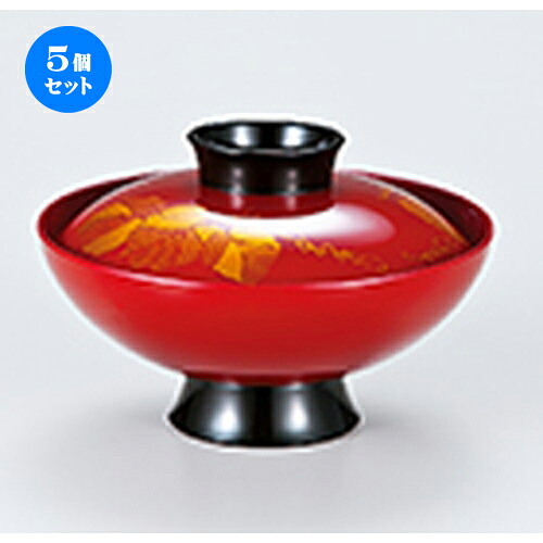 5個セット 4.2 小槌椀 朱 ツタ ［ φ128 x h 83mm ］ | 小吹椀 汁椀 お椀 煮物碗 吸物椀 プレゼント ギフト 結婚祝い 引き出物 内祝い 開店祝い 退職祝い せともの 瀬戸物 贈答品 贈り物 人気 通販 おしゃれ かわいい 業務用 飲食店