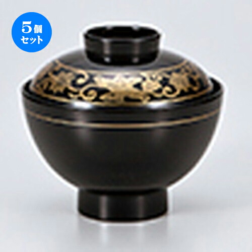 5個セット 3.8 仙才椀 黒 獅子唐子 ［ φ112 x h 104mm ］ | 小吹椀 汁椀 お椀 煮物碗 吸物椀 プレゼント ギフト 結婚祝い 引き出物 内祝い 開店祝い 退職祝い せともの 瀬戸物 贈答品 贈り物 人気 通販 おしゃれ かわいい 業務用 飲食店