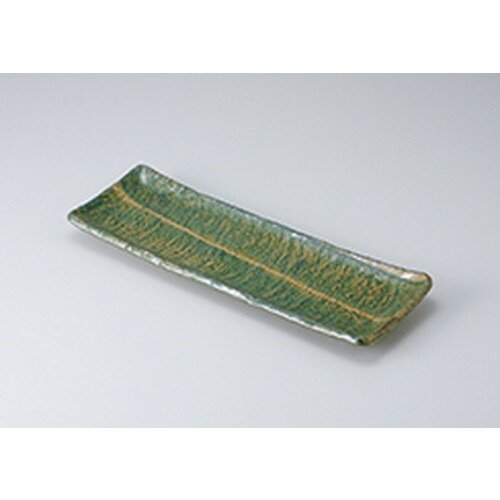 さんま皿 緑彩貫入長魚皿（大） ［ 36.5 x 12.5 x 3.2cm ］ | 焼き物皿 ステーキ皿 サンマ 焼き魚 食器 業務用 飲食店 カフェ うつわ 器 おしゃれ かわいい お洒落 ギフト プレゼント 引き出物 内祝い 結婚祝い 誕生日 贈り物 贈答品 おすすめ 人気
