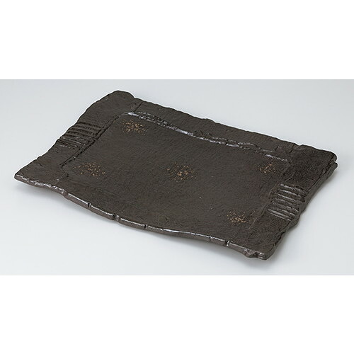 盛込皿 炭化土砂目長角13.0皿 ［ 38.5 x 27.5 x 9.5cm ］ | 盛り皿 盛皿 人気 おすすめ フルーツ皿 パーティー パスタ皿 食器 業務用 飲食店 カフェ うつわ 器 ギフト プレゼント 引き出物 誕生日 贈り物 贈答品 おしゃれ かわいい｜せともの本舗