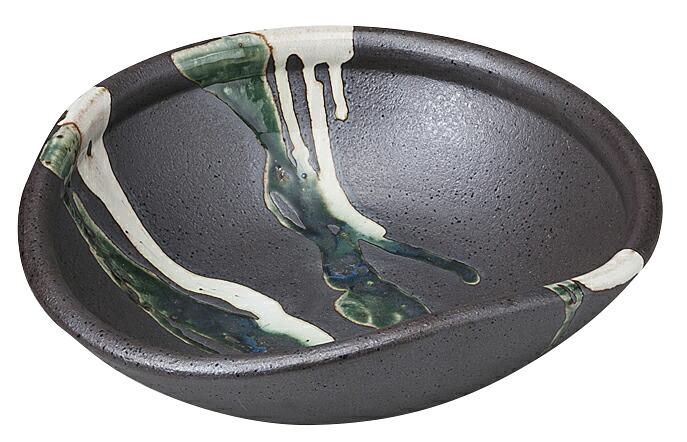 黒釉二色流し9.0平鉢 [27.5×26×8.5cm] | 器 食器 和食器 和皿 和食 飲食店 レストラン ホテル カフェ 和カフェ 喫茶店 居酒屋 通販 料亭 業務用 家庭用 贈答 プレゼント ギフト 雑貨店 おしゃれ かわいい お祝い セット 鉢
