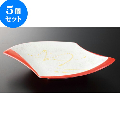 日本全国送料無料 5個セット 特選向付 朱赤銀彩 変形皿 25 5 X 18 5 X 3 9cm 360g 和食器 鉢 小鉢 ボウル 浅鉢 料亭 ホテル 食器 業務用 飲食店 カフェ うつわ 器 かわいい ギフト プレゼント