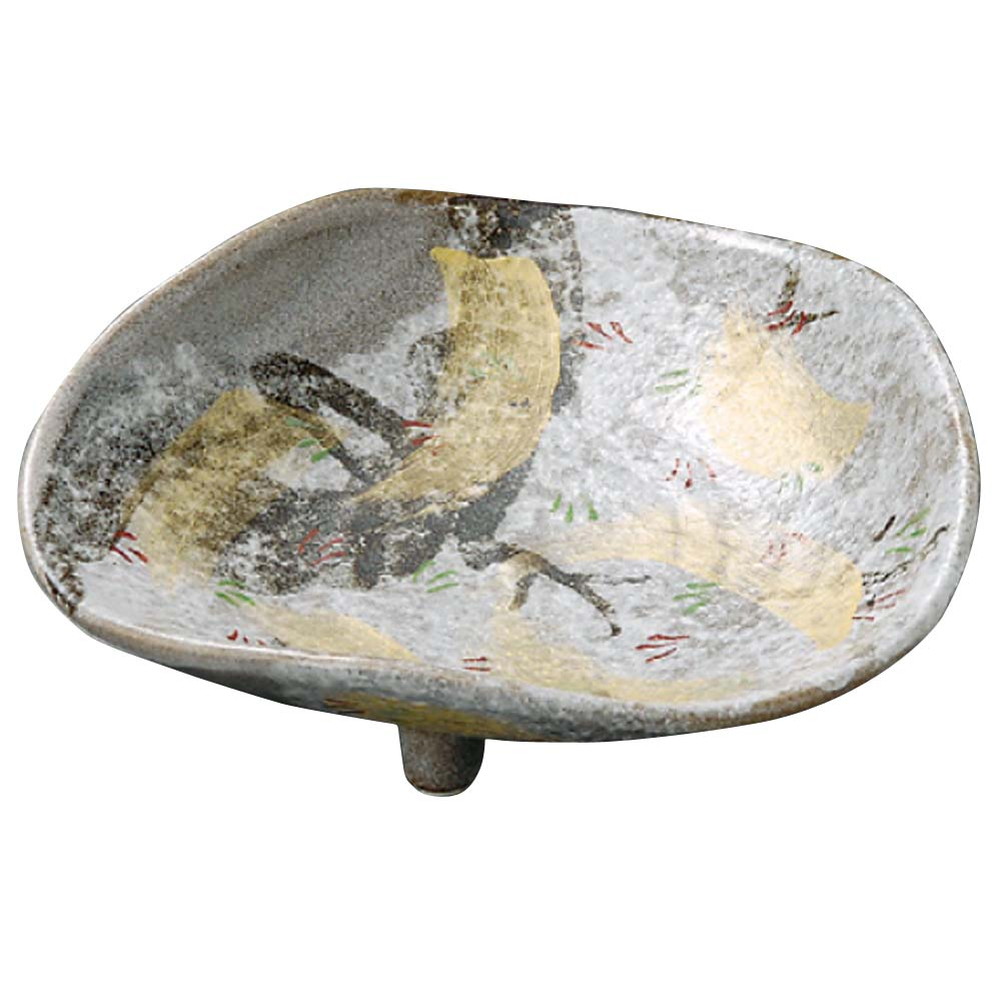 ☆ 特選刺身 ☆ 金彩唐津 三ツ足向付 [ 17 x 16 x 4.5cm 360g ] | 和食器 鉢 小鉢 ボウル 浅鉢 料亭 ホテル 食器 業務用 飲食店 カフェ うつわ 器 おしゃれ かわいい ギフト プレゼント 内祝い 誕生日 贈り物 贈答品 おすすめ