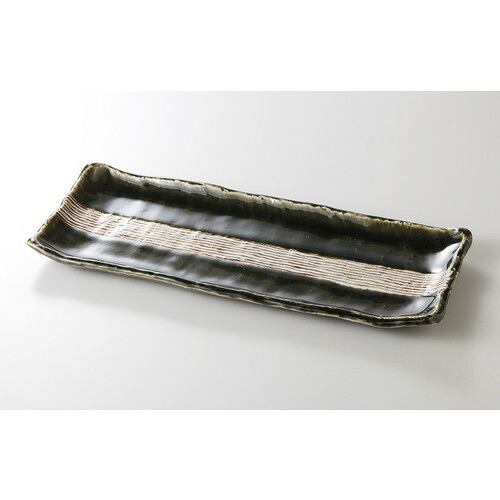 ☆ 焼物皿 ☆ 織部錆帯 長皿 [ 34 x 14 x 2.3cm 780g ] | 焼き物皿 ステーキ皿 サンマ 焼き魚 食器 業務用 飲食店 カフェ うつわ 器 おしゃれ かわいい お洒落 ギフト プレゼント 引き出物 内祝い 結婚祝い 誕生日 贈り物 贈答品 おすすめ 人気