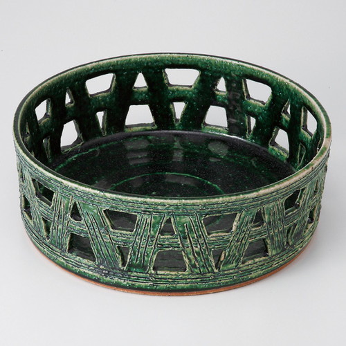 ☆ 特選盛込鉢 ☆ 手造り織部 カゴメ鉢（中） [ 22.8 x 9.6cm 1120g ] | 盛り鉢 盛鉢 万能 取り鉢 おすすめ 食器 業務用 飲食店 カフェ うつわ 器 おしゃれ かわいい お洒落 可愛い おしゃれ かわいい お洒落 可愛い｜せともの本舗