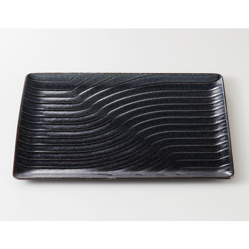 ☆ Japanese modern ☆ 虹彩 波彫長角皿 [ 34 x 25 x 2.1cm 1050g ] | 大皿 プレート パーティ 人気 おすすめ 食器 洋食器 業務用 飲食店 カフェ うつわ 器 おしゃれ かわいい ギフト プレゼント 引き出物 誕生日 贈り物 贈答品 自宅用 大きい