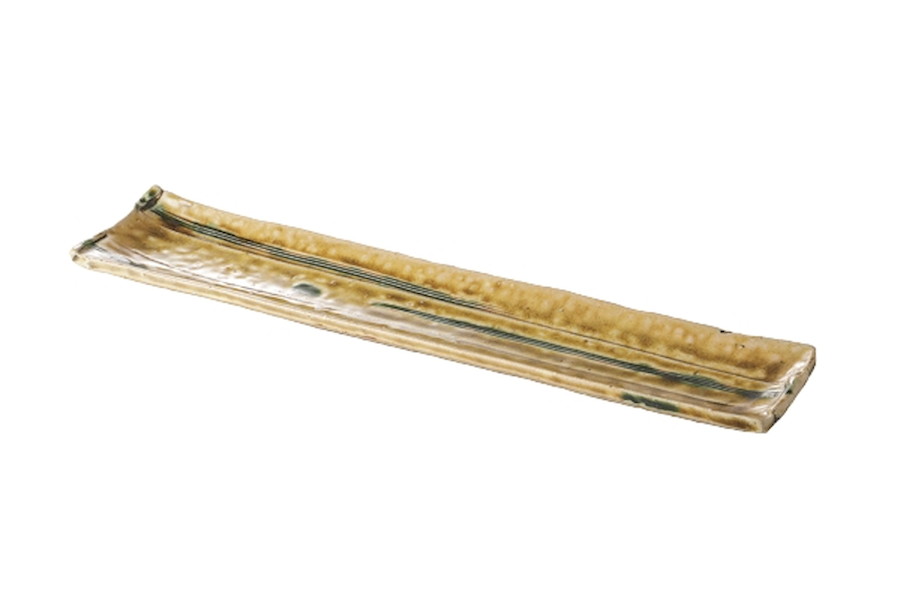 黄瀬戸織部(玉山窯) 付出皿[40.9x9.2x2.3cm] |和食器　突出皿　おすすめ　おしゃれ　伝統