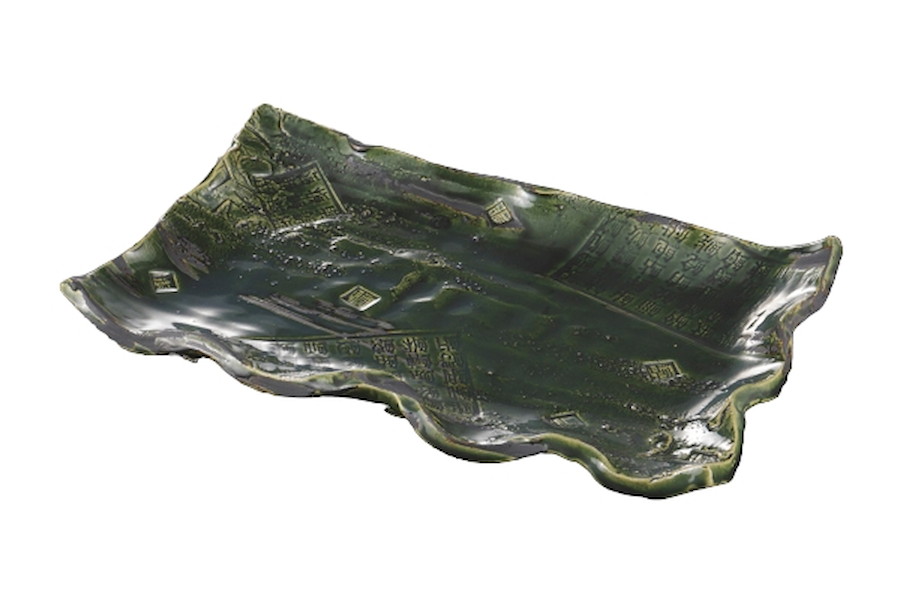 織部角文字 大皿[39x24.5x6.5cm] |和食器　焼き物　贈答品　おもてなし　おすすめ｜せともの本舗